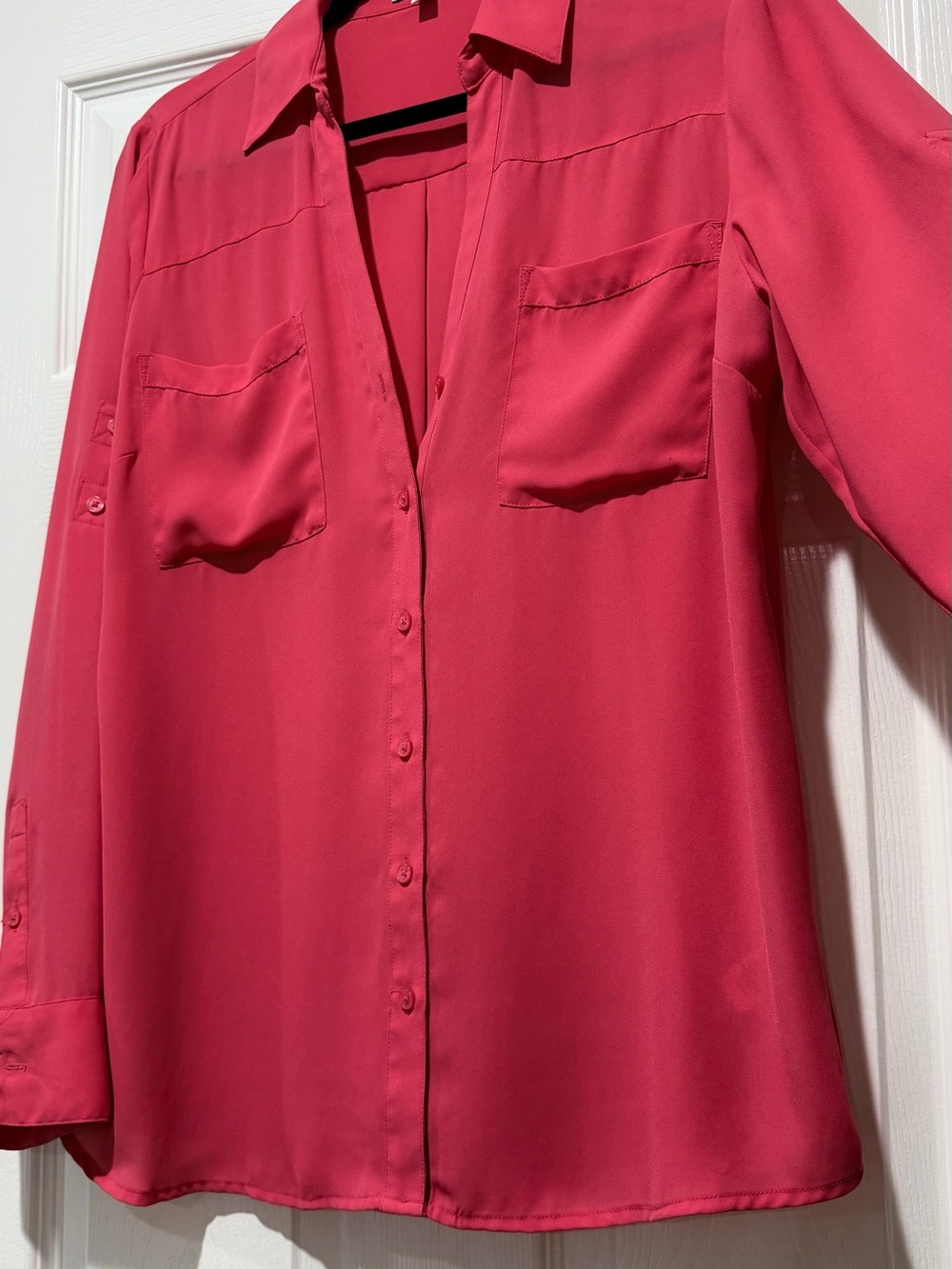 Women’s Long-Sleeve Button-Down Blouse - Pink